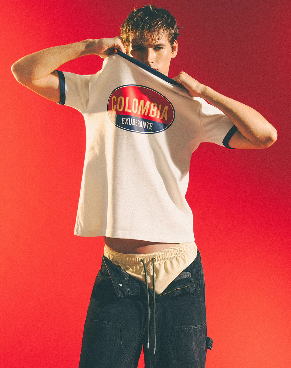 Camiseta Colombia exuberante blanca unisex hombre