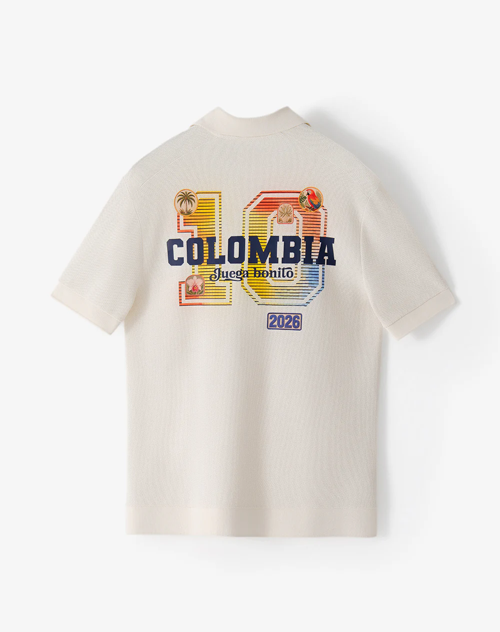 Camiseta polo regular Colombia juega bonito blanca hombre - Image 9